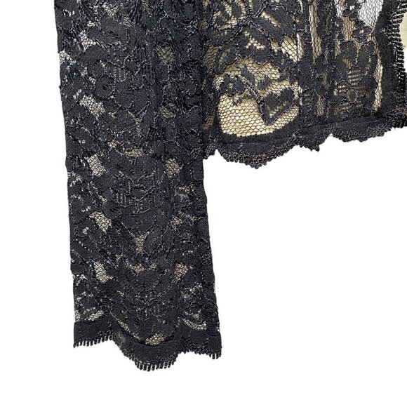 TALBOTS Black Lace Top Size 6 Evening Blouse Womens Light Cardigan Jacket - Picture 11 of 15
